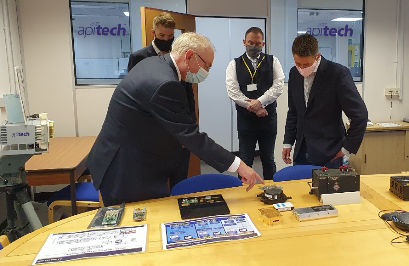 Dave Sims, Ian Skiggs and Dave Claridge show Ben Everitt some innovative APITech products.