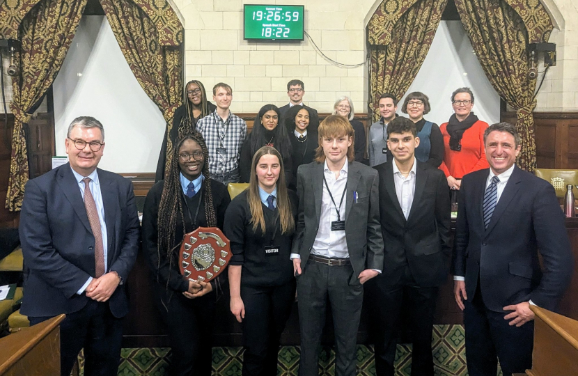 Ben Everitt MP, Iain Stewart MP and the judges and participants of the Milton Keynes Schools Parliamentary Debate Competition 2023