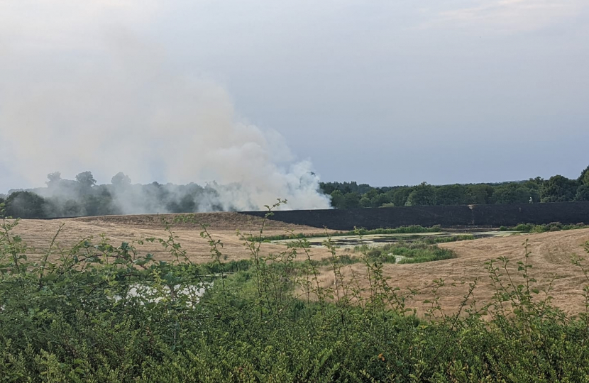 An image of the fire at the Balancing Lakes in Wolverton Mill last week