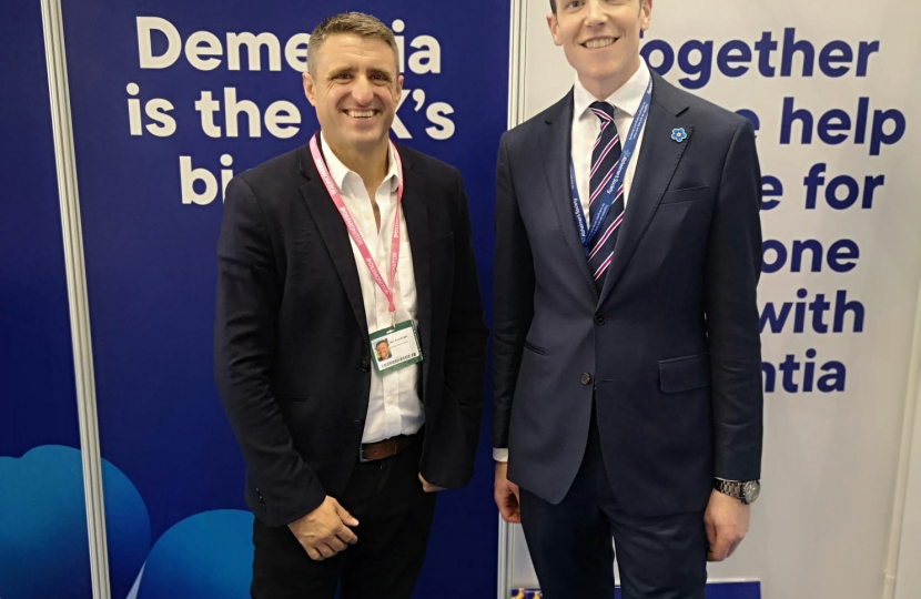 Ben Everitt MP at the Alzheimer's Society stand at Conservative Party Conference 2023