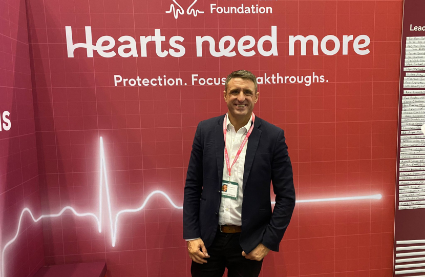 Ben Everitt MP at the British Heart Foundation stand at Conservative Party Conference 2023
