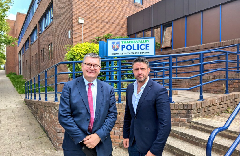 Iain Stewart MP (left) and Ben Everitt MP (right) at Milton Keynes police station