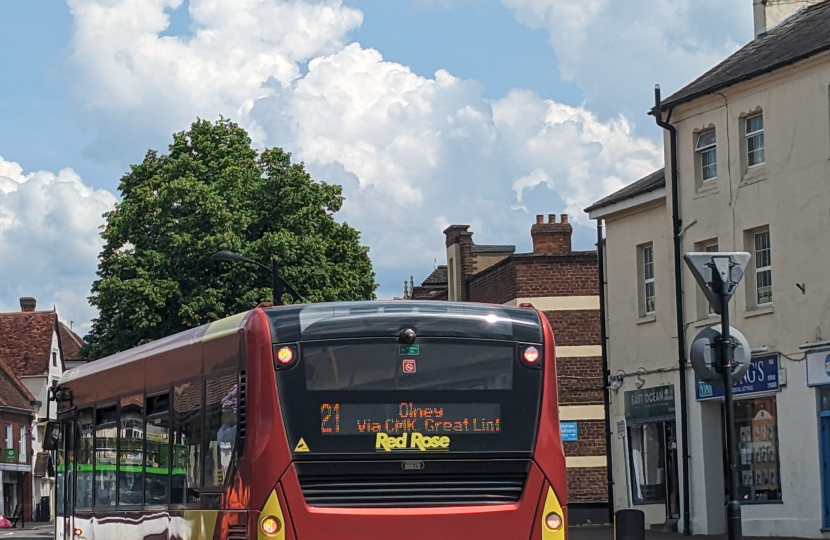 The number 21 bus in Newport Pagnell