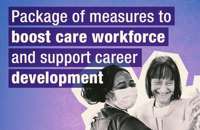Graphic reading: Package of measures to boost care workforce and support career development