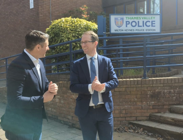 Ben Everitt MP with Police and Crime Commissioner Matthew Barber outside Milton Keynes police station