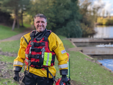 Ben at Tongwell Lake for training exercises with Newport Pagnell firefighters
